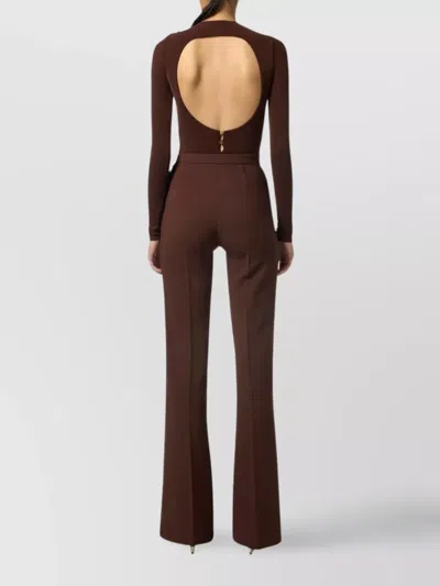Elisabetta Franchi Flared Leg Trousers Gold-tone Buttons In Burgundy