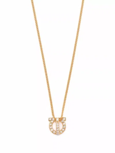 Ferragamo Strass Pendant Necklace Chain Adjustable