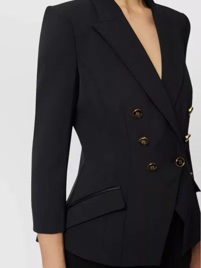 Elisabetta Franchi Tailored Blazer With Padded Shoulders And Peak Lapels In Black