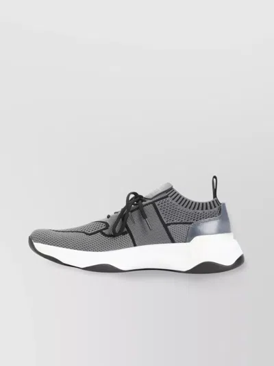 Berluti Gray Shadow Leather-trimmed Sneakers With Sock-like Fit In Gray