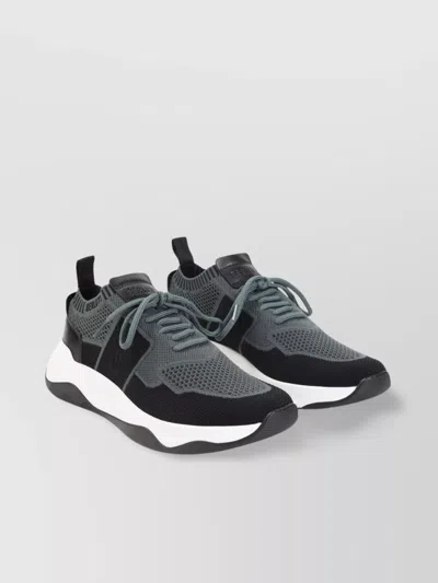 Berluti Breathable Textile And Leather Sneakers With Sole In Black
