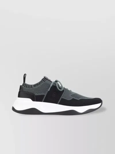 Berluti Breathable Textile And Leather Sneakers With Sole In Black