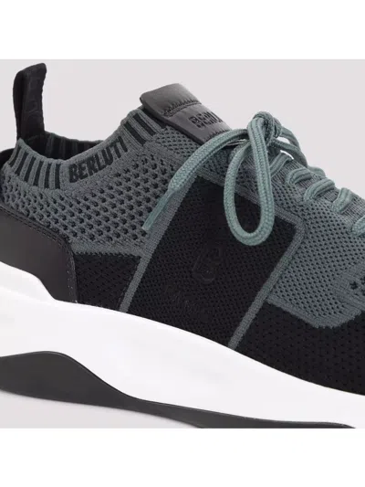 Berluti Breathable Textile And Leather Sneakers With Sole In Black