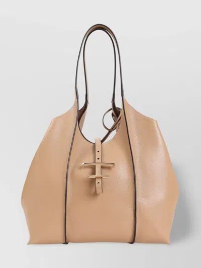 Tod's Grained Leather Shoulder Bag With Double Handles