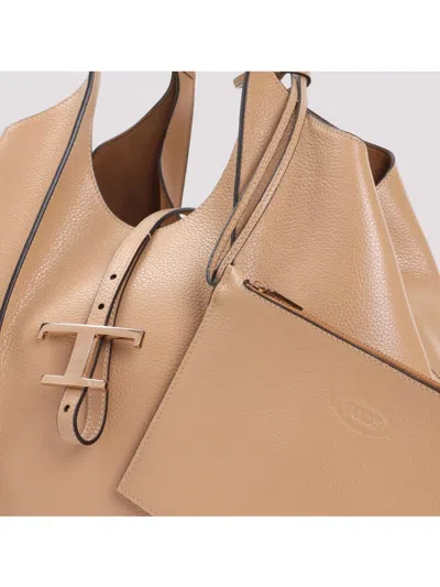 Tod's Grained Leather Shoulder Bag With Double Handles
