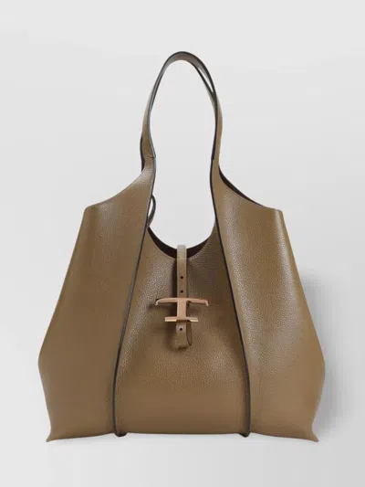 Tod's Grained Leather Top Handle Shoulder Bag