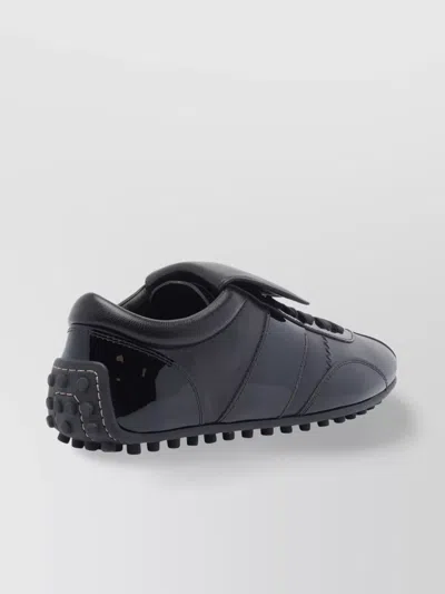 Tod's Round Toe Low-top Sneakers With Patent Finish