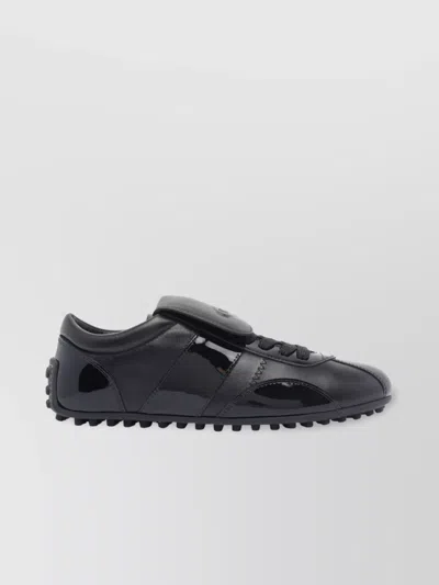 Tod's Round Toe Low-top Sneakers With Patent Finish