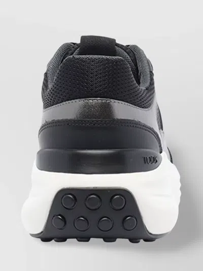 Tod's Round Toe Lace-up Sneakers With Mesh Panels