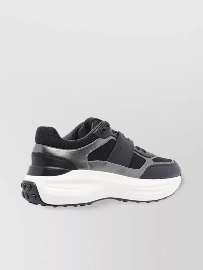 Tod's Round Toe Lace-up Sneakers With Mesh Panels