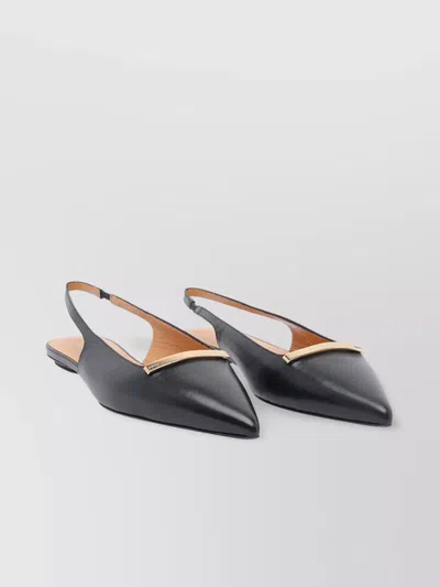 Tod's Pointed Toe Leather Slingback Ballerina Shoes