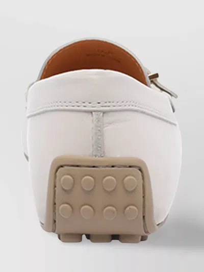 Tod's Leather Loafers With Round Toe And Rubber Sole