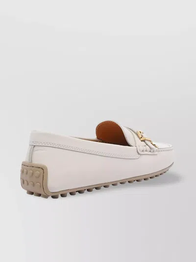 Tod's Leather Loafers With Round Toe And Rubber Sole