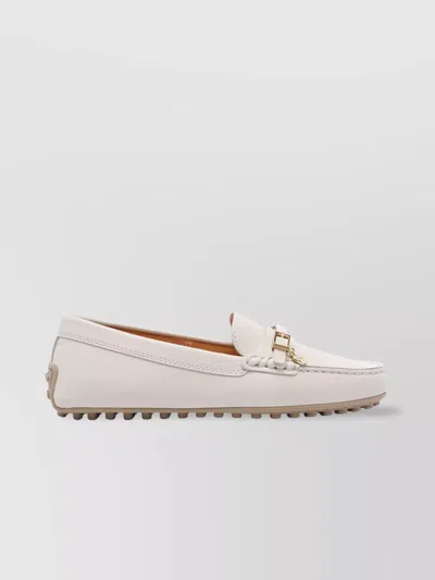 Tod's Leather Loafers With Round Toe And Rubber Sole
