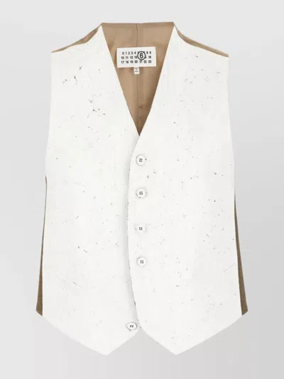 Mm6 Maison Margiela Multicolor Stretch Polyester Blend Vest In White