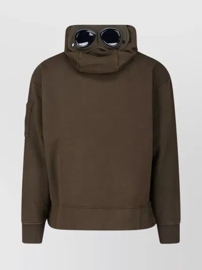 C.p. Company Hooded Sweatshirt With Pockets And Sleeve Detail In Brown