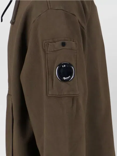C.p. Company Hooded Sweatshirt With Pockets And Sleeve Detail In Brown