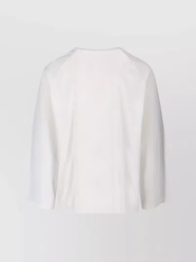 Y-3 Crew Neck Striped Raglan Sleeves Top In White