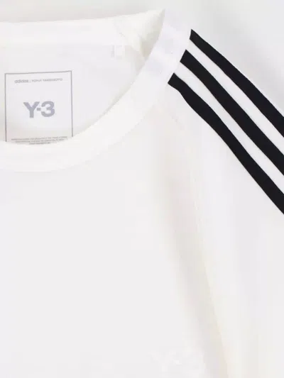 Y-3 Crew Neck Striped Raglan Sleeves Top In White