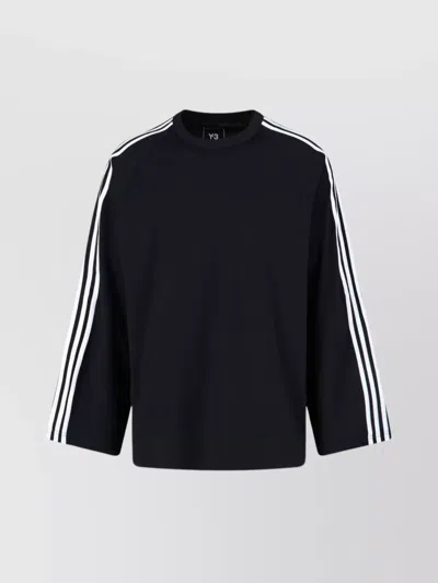 Y-3 Crew Neck Long Sleeves Raglan Contrast Stripes In Black