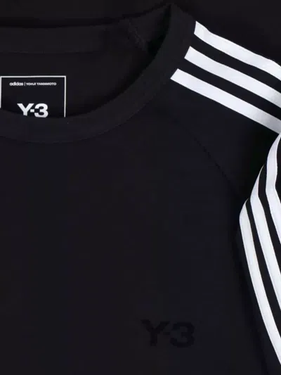 Y-3 Crew Neck Long Sleeves Raglan Contrast Stripes In Black