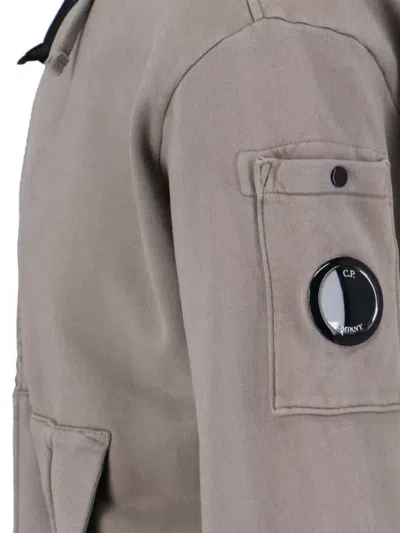 C.p. Company Hooded Sweatshirt With Pockets And Drawstring In Gray