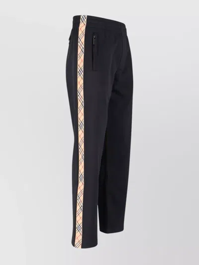 Burberry Straight Trousers With Elastic Waistband And Side Stripe In Black
