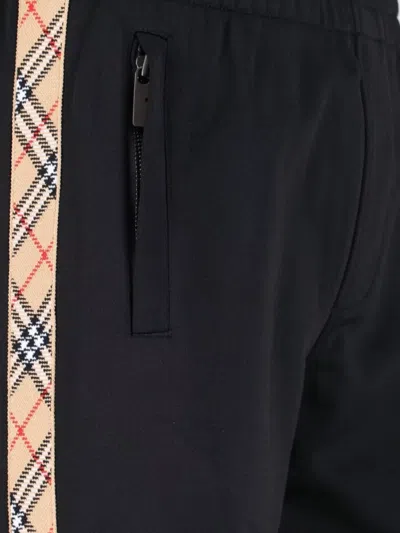 Burberry Straight Trousers With Elastic Waistband And Side Stripe In Black