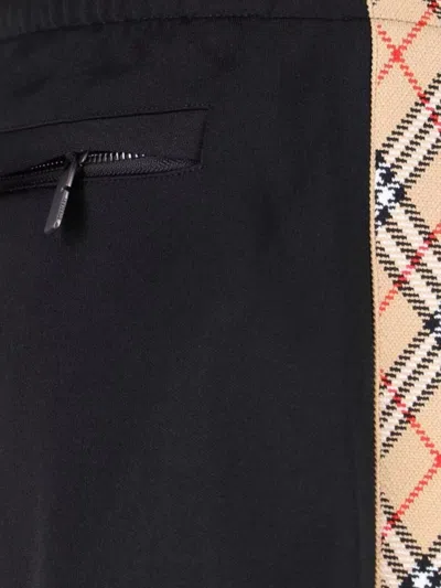 Burberry Straight Trousers With Elastic Waistband And Side Stripe In Black