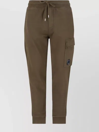 C.p. Company Cargo Pocket Drawstring Waist Ribbed Cuffs Trousers In Brown