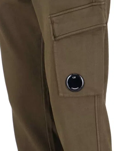 C.p. Company Cargo Pocket Drawstring Waist Ribbed Cuffs Trousers In Brown