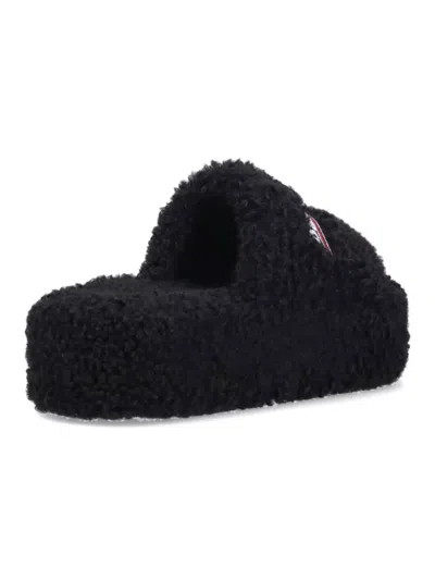 Balenciaga Heeled Sandals With Platform Sole And Faux Fur Texture