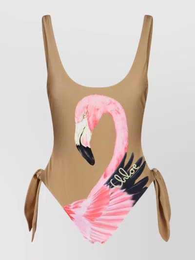 Chloé Flamingo Print Low Back Coverups