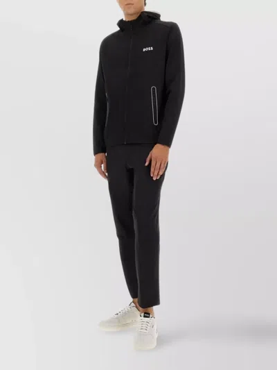 Hugo Boss Hooded Sweater With Long Sleeves And Side Pockets In Black