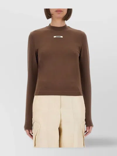Jacquemus Crew Neck Long Sleeves Top In Burgundy