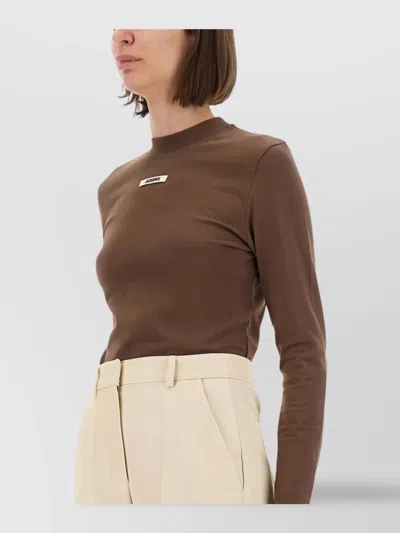 Jacquemus Crew Neck Long Sleeves Top In Burgundy