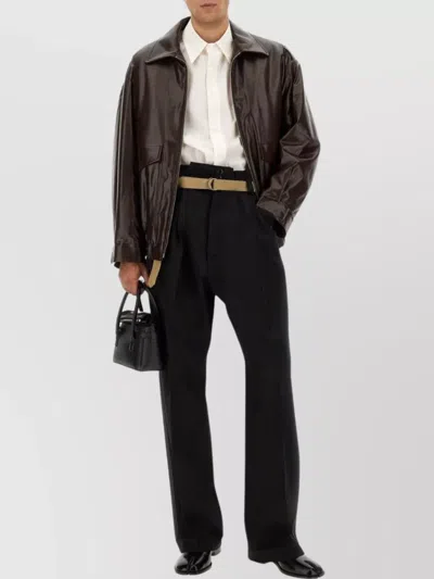 Mm6 Maison Margiela Collared Jacket Elasticated Hem Front Pockets In Brown