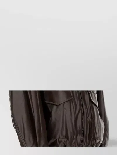 Mm6 Maison Margiela Collared Jacket Elasticated Hem Front Pockets In Brown
