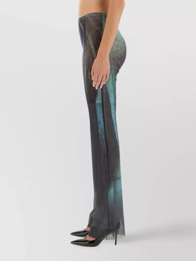Jean Paul Gaultier Mesh Pants Printed Medaillon Woman Indigo In Blue
