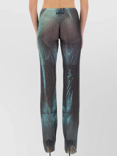 Jean Paul Gaultier Mesh Pants Printed Medaillon Woman Indigo In Blue