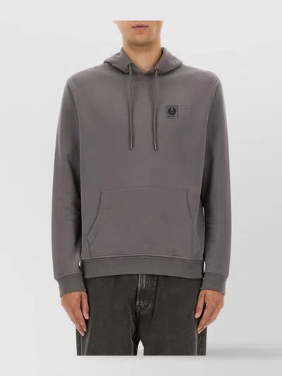 Belstaff Hooded Sweater Drawstring Kangaroo Pocket In Gray