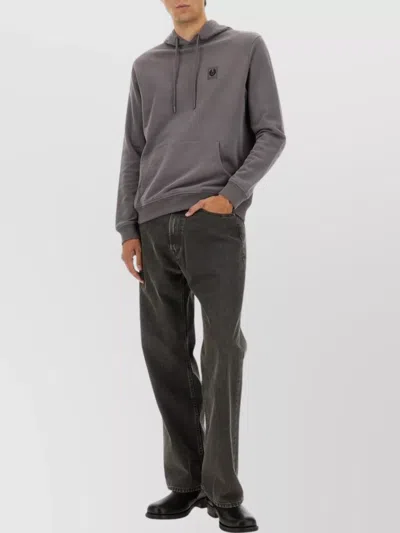 Belstaff Hooded Sweater Drawstring Kangaroo Pocket In Gray