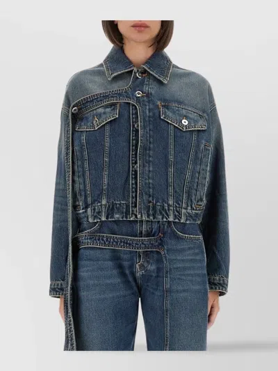 Jean Paul Gaultier Waistband Jacket With Pockets And Collar In Blue