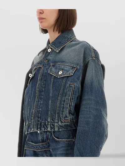 Jean Paul Gaultier Waistband Jacket With Pockets And Collar In Blue