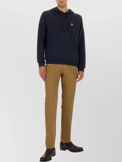Belstaff Hooded Cotton Fleece Sweatshirt In Blue