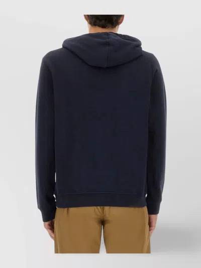 Belstaff Hooded Cotton Fleece Sweatshirt In Blue