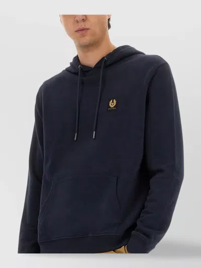 Belstaff Hooded Cotton Fleece Sweatshirt In Blue