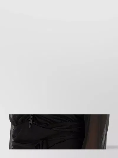 Attico Fringe Detailing Georgette Blouse With Ruched Waist