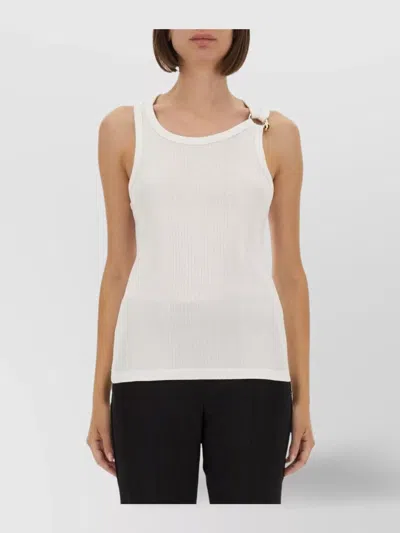 Jean Paul Gaultier Ribbed Texture Scoop Neck Sleeveless Top In White