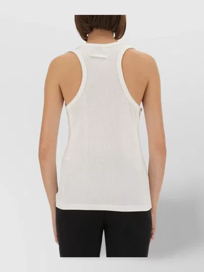 Jean Paul Gaultier Ribbed Texture Scoop Neck Sleeveless Top In White